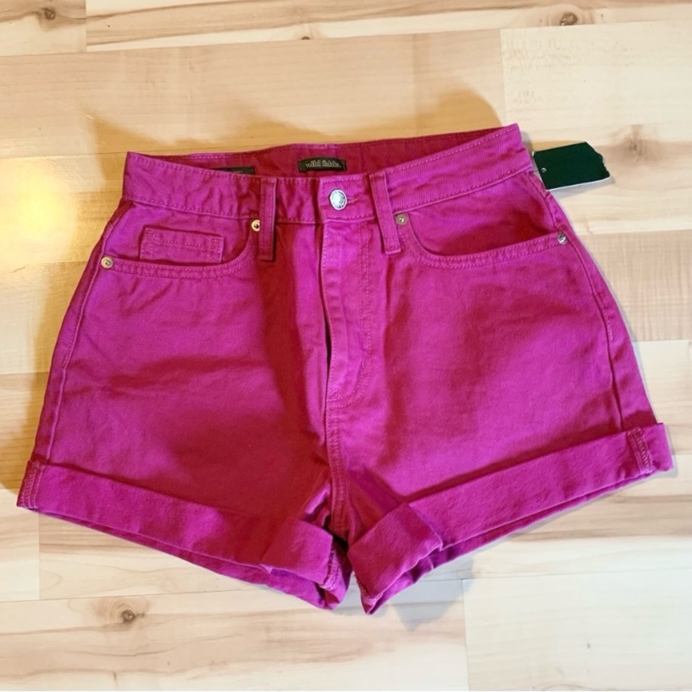 WILD FABLE Hot Pink High Rise Denim Shorts Size 4 - Picture 5 of 10
